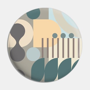 Modern Abstract Geometric Bauhaus Doodle Tan Cream Teal Style Pin