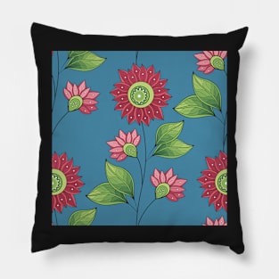 Spring Pattern with Floral Motifs Pillow