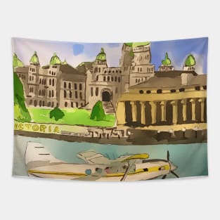 Parliament Building and the Inner Harbour, Victoria British Columbia Canada - WelshDesigns Tapestry