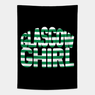 GLASGOW GHIRL, Glasgow Celtic Football Club Green and White Hooped Text Design Tapestry