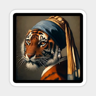 Wildlife Conservation - Pearl Earring Tiger Meme Magnet