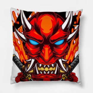 Oni Mask Illustration 01 Pillow