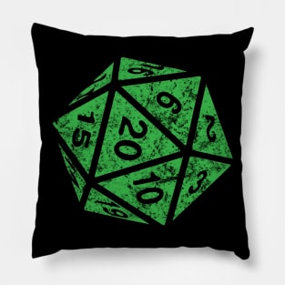 RPG Dice d20 | Distressed Green Color Pillow