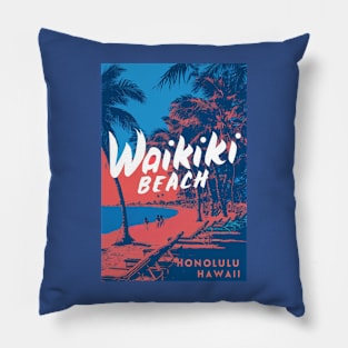 Hawaii Vintage Retro Travel Poster Pillow