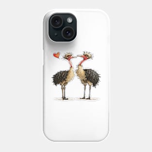 Valentine Cartoon Ostrich Couple Phone Case