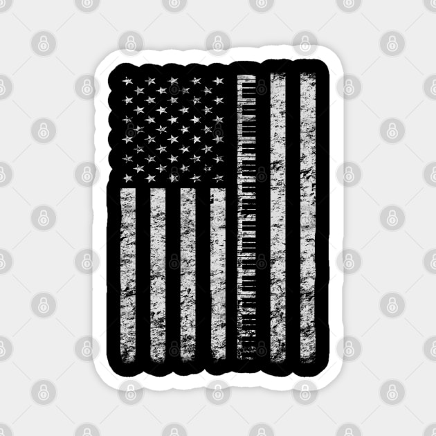 Vintage Piano Keyboard Player American Flag Distressed Magnet by TeeCreations