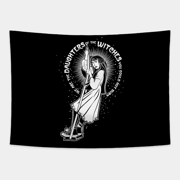 Daughter of Witches (white) Tapestry by BeCreativeHere