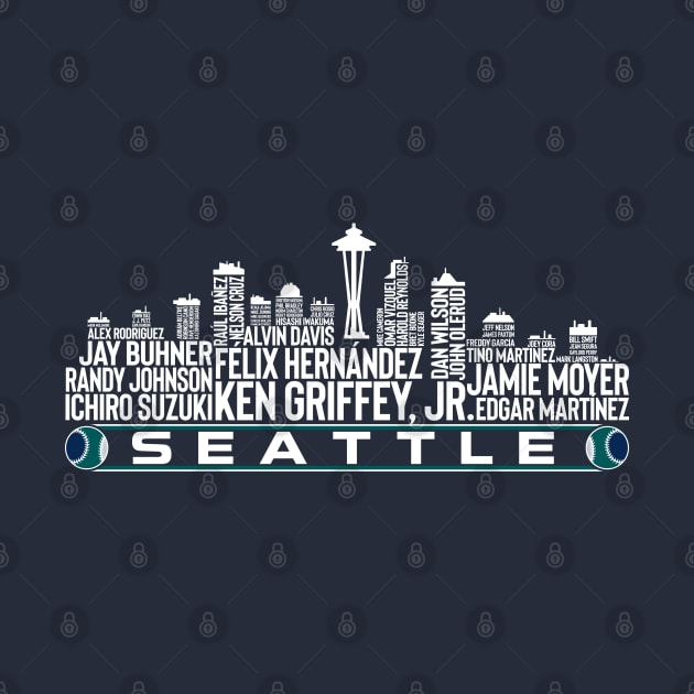 Seattle Baseball Team All Time Legends, Seattle City Skyline by Legend Skyline