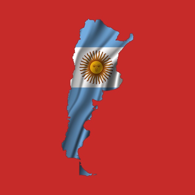 Wavy Argentinean Flag inside Map of Argentina by Mashmosh