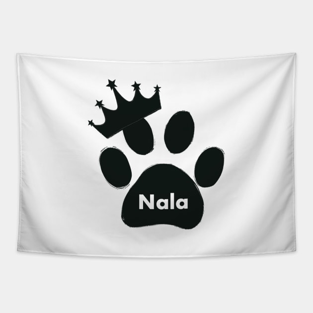 Nala cat name made of hand drawn paw prints Tapestry by GULSENGUNEL