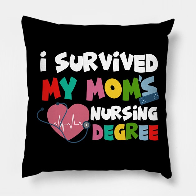 I Survived My Moms Nursing Degree Pillow by irenelopezz