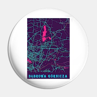 Dąbrowa Górnicza Neon City Map, Dąbrowa Górnicza Minimalist City Map Art Print Pin