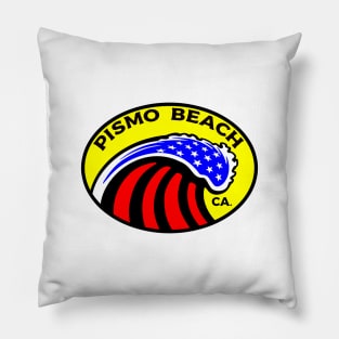 Pismo Beach California Surfing Surf Patriotic Wave Pillow