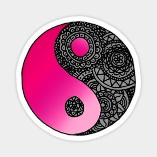 Pink Zen Mandala Yin Yang Magnet