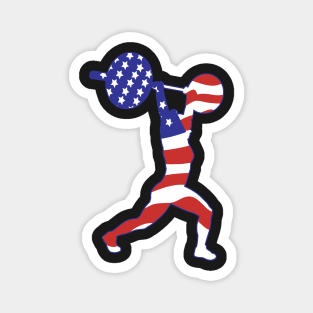 Weightlifting Clean and Jerk USA FLAG Magnet