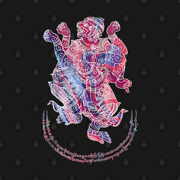 Hanuman Spiritual Sak Yant Colorful Abstract Design by VintCam