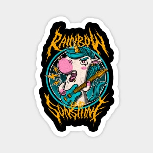 Rainbow and Sunshine - Cute Metal Band Unicorn Magnet