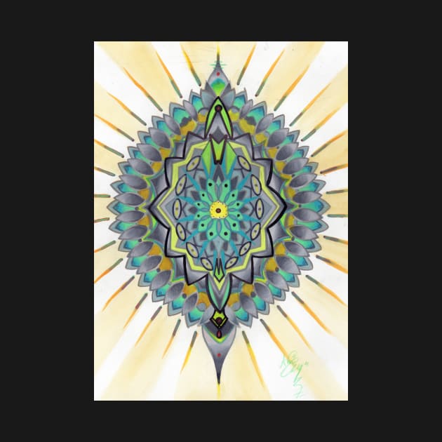 green mandorla, mandala by resonanteye