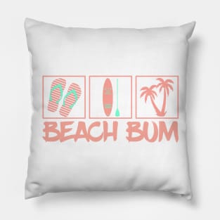 Beach Bum Flip Flops Paddle Board and Palm Trees Pillow