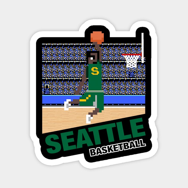 Seattle Basketball 8 bit pixel art cartridge design Magnet by MulletHappens