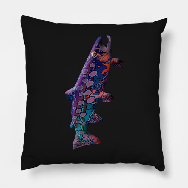 Blue ice Trout II Pillow by MikaelJenei