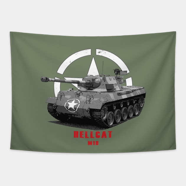 M18 Hellcat Military tank WW2 Tapestry by Jose Luiz Filho