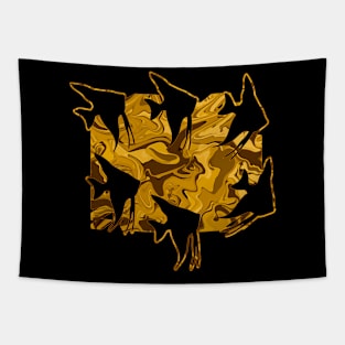 Currents Liquid Abstract Gold Angelfish Silhouette Tapestry