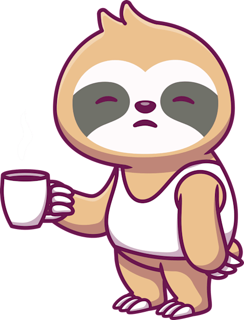 Cute Sleepy Sloth Holding Cup Coffee Kids T-Shirt by Catalyst Labs