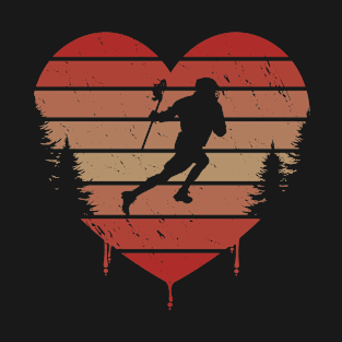 Cute Red Vintage Heart Lacrosse Valentine day Love Gift Idea T-Shirt