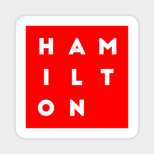 Hamilton | Red square, white letters | Canada Magnet