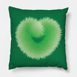 Green Love With Fur Pillow