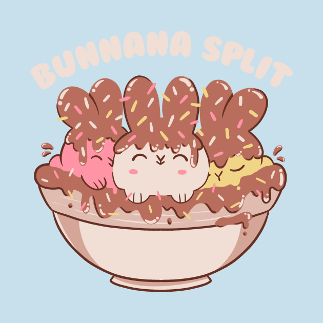 Bunny Banana Split Ice Cream Cute Animals by Tobe Fonseca by Tobe_Fonseca