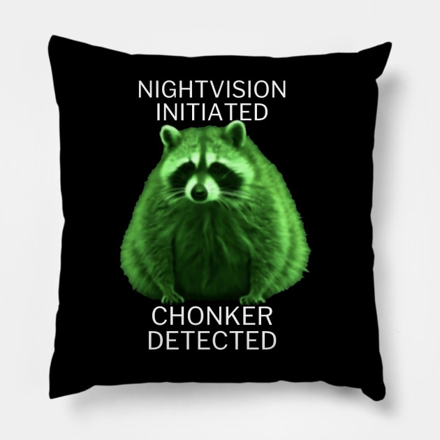 Fat nightvision raccoon Pillow by NightvisionDesign