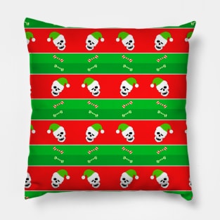 SKULLS With Christmas Stripes Pillow