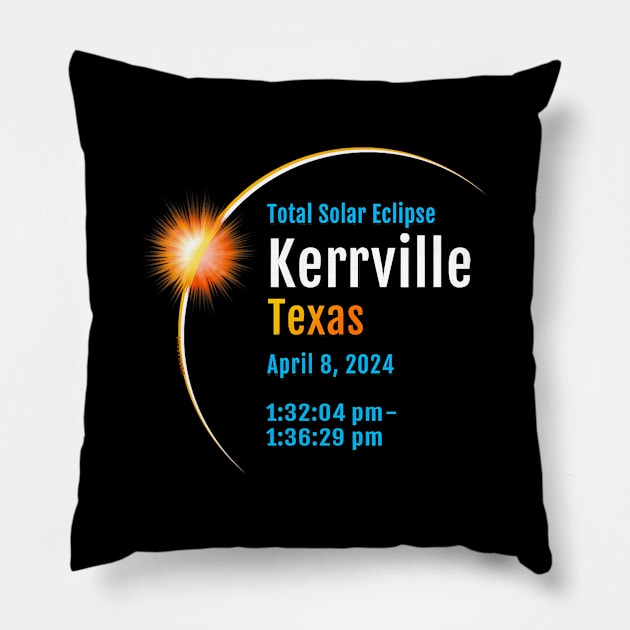 Kerrville Texas Tx Total Solar Eclipse 2024 1 Pillow by SanJKaka