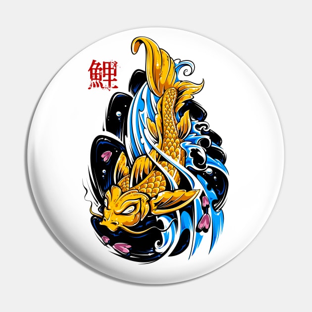 Koi Fish Tattoo Style Design Pin by Starquake