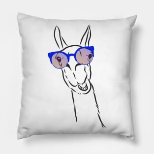 cute hipster llama in trendy colorful glasses Pillow