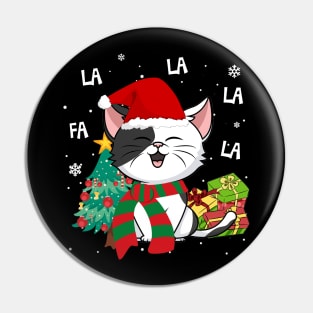 Cat Fa La La Christmas Funny Pin