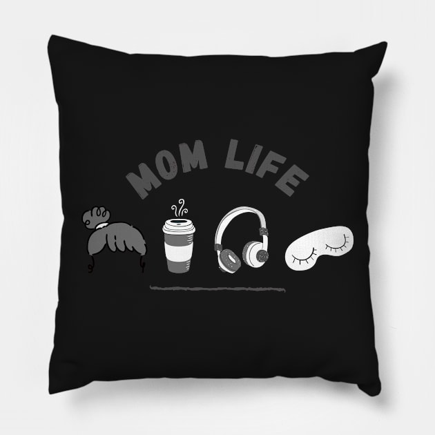 Messy bun coffee run gangsta rap i need a nap mom life Pillow by monicasareen