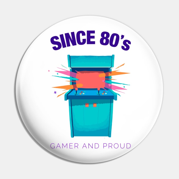 Since 80s Gamer and Proud - Gamer gift - Retro Videogame Pin by xaviervieira