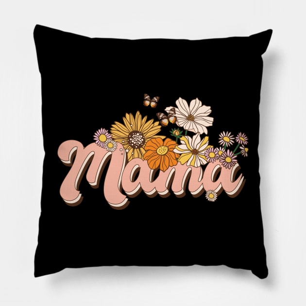 Floral Retro Mama Gift Pillow by Teewyld