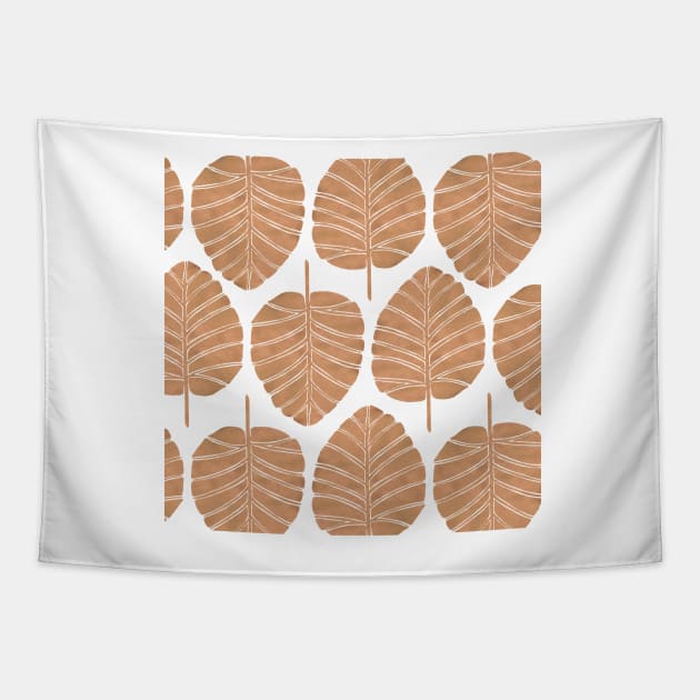 Rose Gold Alocasia Pattern Tapestry by CatCoq