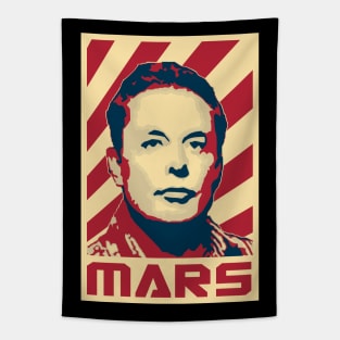 Elon Musk Mars Retro Propaganda Tapestry