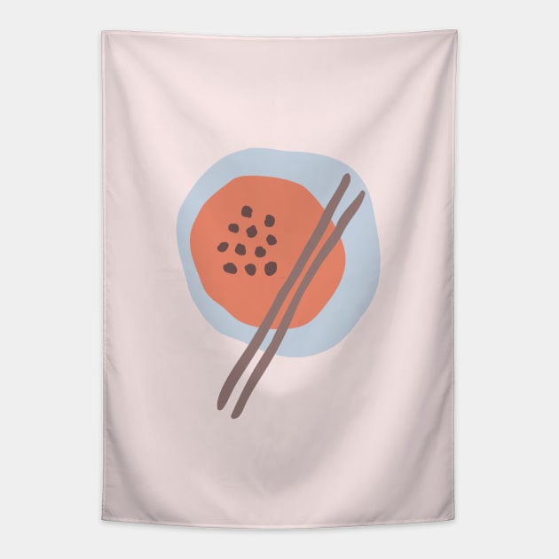 Frugal Food Blue Retro Tapestry by caligrafica