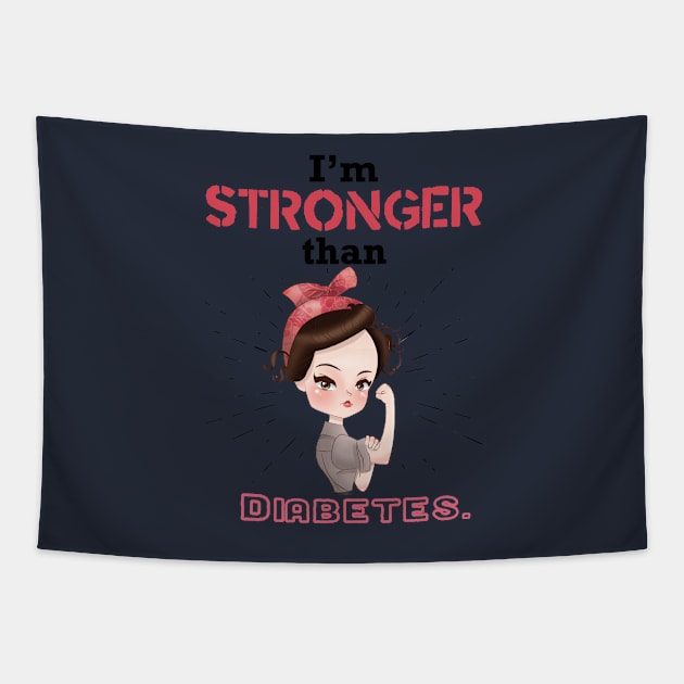 Stronger than diabetes - diabetics awareness strength Tapestry by papillon