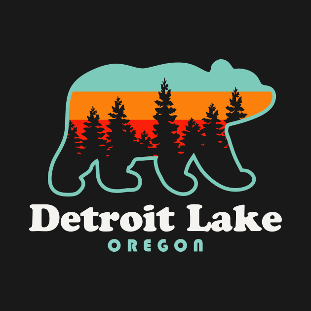 Detroit Lake Oregon Bear Retro Sunset by PodDesignShop