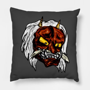 Kabuki Mask brown Pillow