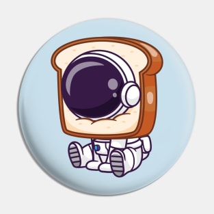 Cute Astronaut With Bread Cartoon Pin