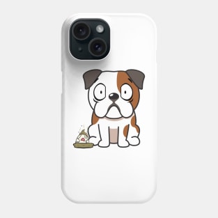 Funny Bulldog steps on a dirty diaper Phone Case
