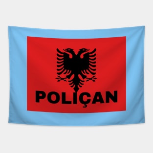 Poliçan City in Albanian Flag Tapestry